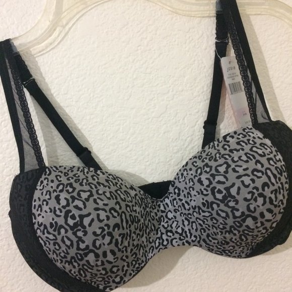 Josie Natori 34D Bra Kitten Print Black NWT - Picture 2 of 12